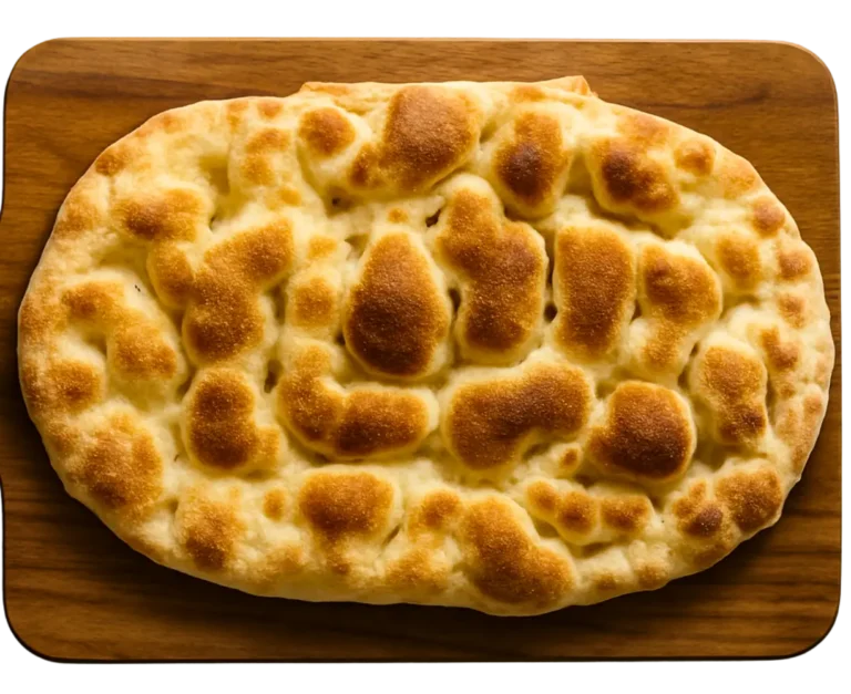 Calda Calda signatura Freshly baked Roman Pinsa on rustic wooden board – shelf-stable, handmade