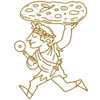 Calda Calda handcrafted pizza base visual hammer roman man carrying roman pinsa – North Beach, Perth